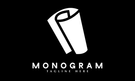 Minimalist Monogram Logo Design for Your Business with Black Backgroundのイラスト素材