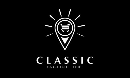 Shopping cart black and white logo design vector icon illustration graphic designのイラスト素材