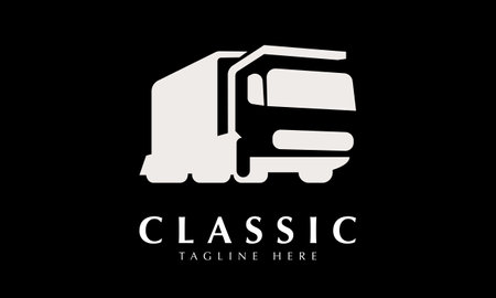Cargo Truck Logo Design with Black Background. Modern and Clean Design.のイラスト素材