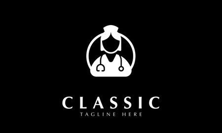 Doctor Logo Design with Black Background. Modern and Elegant Styleのイラスト素材
