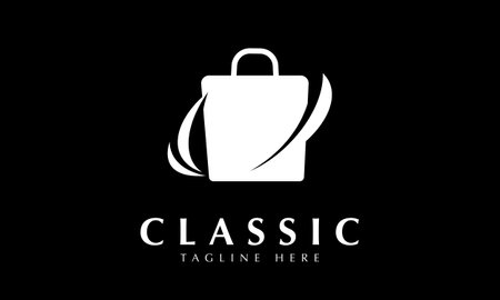 Black and White Luggage Logo Design with Black Background. Modern and Clean Logo Designのイラスト素材