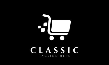 Black and White Shopping Cart logo design vector icon symbol graphic template elementのイラスト素材