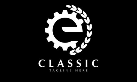 Initial Letter C with Gear Wheel Logo Design Vector with Black Background.のイラスト素材
