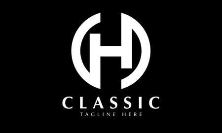 H Letter Logo Design with Black Background. Modern and Clean Design.のイラスト素材