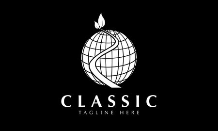 Globe Logo Design with Black Background. Modern and Clean Logo Designのイラスト素材