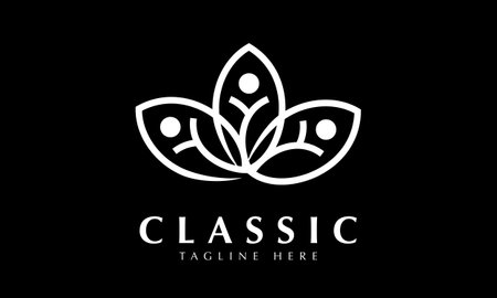 Luxury black and white lotus flower logo design vector iconのイラスト素材