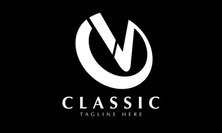 Letter W Black and White Logo Design with Swoosh and Minimalist Style.のイラスト素材