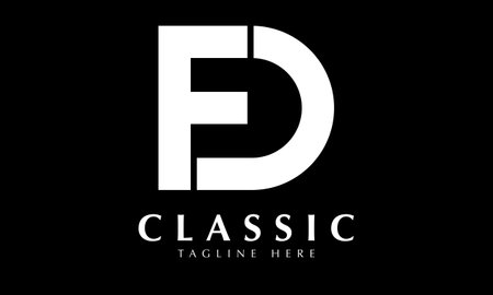 FD F D White Letter Logo Design with Black Background. Creative Modern Letters Vector Icon Illustration.のイラスト素材