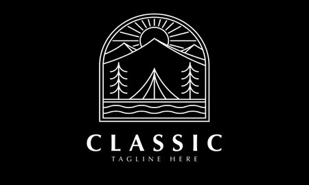 Camping Logo Design Vector. Outdoor Adventure Camping Logo Vector.のイラスト素材