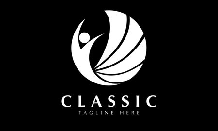 Abstract black and white people logo design. Business people logo design.のイラスト素材