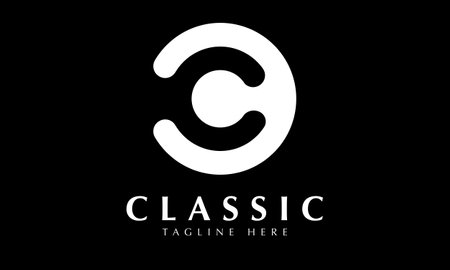 C Letter Logo Design with Black and White Colors. Modern and Clean Design.のイラスト素材