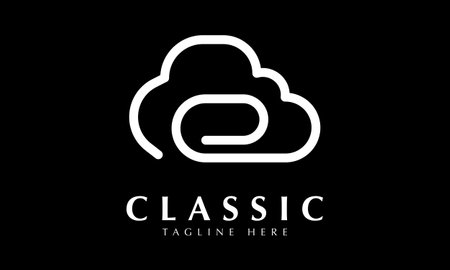 Black and White Cloud Letter O Logo Design with Creative Modern Style.のイラスト素材