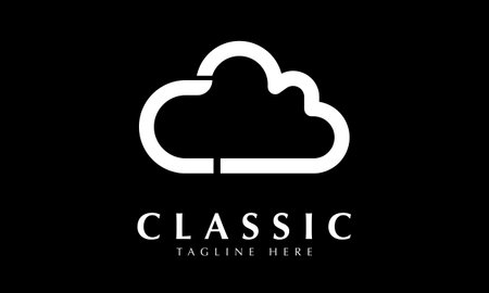 Cloud Logo Design with Black Background. Modern and Clean Logo Design.のイラスト素材