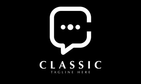 Black and White Letter Q Chat Logo Design with a Bubble Icon.のイラスト素材