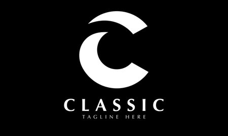 C Letter Logo Design with Black and White Colors. Modern and Clean Design.のイラスト素材