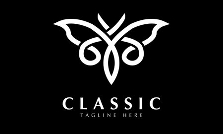 Luxury black and white butterfly logo design vector icon illustration.のイラスト素材