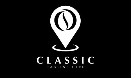 Black and White Location Icon Logo Design with a Map Pointer.のイラスト素材