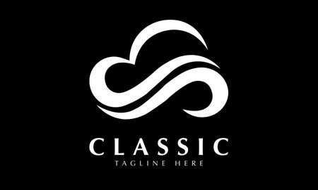 Cloud and wave logo design vector icon symbol graphic illustration creative idea isolated black backgroundのイラスト素材