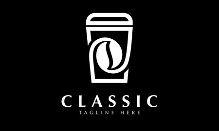 Coffee Cup Logo Design with Black Background. Coffee Shop Logoのイラスト素材