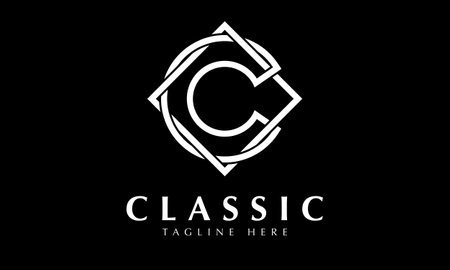 C Letter Logo Design with Black and White Colors. Modern Icon Logo Design Vector Illustration.のイラスト素材