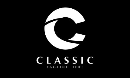 C Letter Logo Design with Black and White Colors. Modern and Clean Design.のイラスト素材