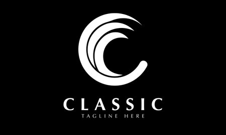 C Letter Logo Design with Black and White Colors. Modern and Clean Design.のイラスト素材