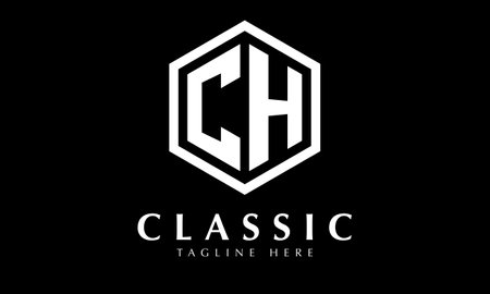CH Initial Letter Logo Design with Black Background. Simple and Modern Design.のイラスト素材