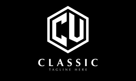 CU Initial Letter Logo Design with Black Background. Modern Trendy Design.のイラスト素材