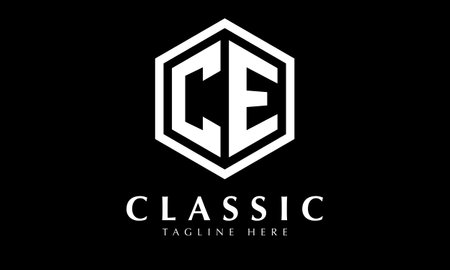 C E Initial Letter Logo Design with Black and White Colors. Modern Abstract Letters Vector Icon Logo Designのイラスト素材