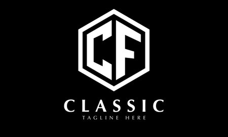 C F Initial Letter Logo Design with Black Background. Modern Abstract Monogram Designのイラスト素材