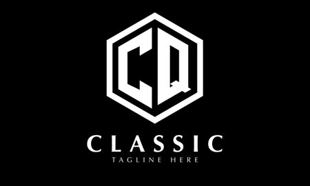 CQ Initial Letter Logo Design with Black and White Hexagon.のイラスト素材