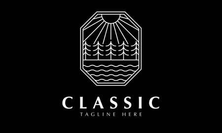 Luxury Black and White Landscape Logo Design Inspiration.のイラスト素材