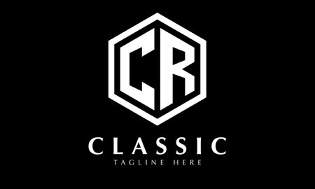 C R Initial Letter Logo Design with Black Background. Modern Abstract Iconのイラスト素材