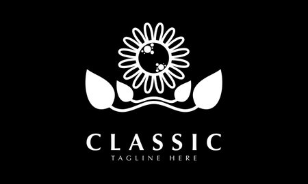 Luxury flower black and white logo design vector icon symbol graphic templateのイラスト素材