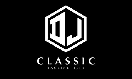 Alphabetical logo design with a hexagon shape in black and whiteのイラスト素材