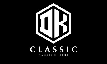 D K Initial Letter Logo Design with Black and White Hexagon.のイラスト素材