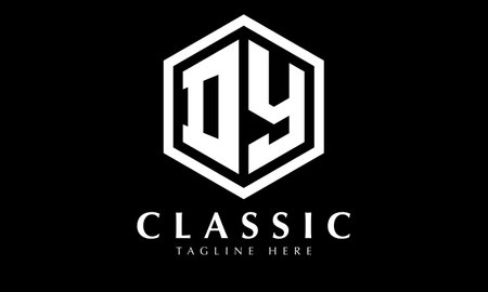 DY Initial Letter Logo Design with Black and White Hexagon.のイラスト素材