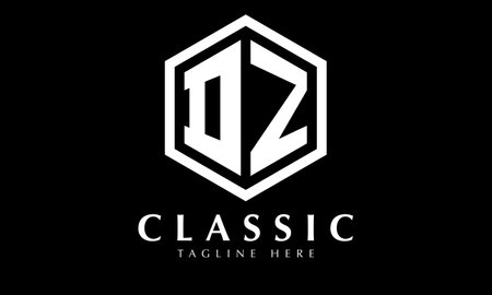 DZ DZ Initial Letter Logo Design with Black and White Colors.のイラスト素材