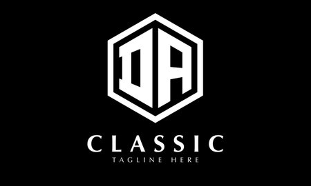 A black and white hexagon alphabet letter logo design vector icon templateのイラスト素材