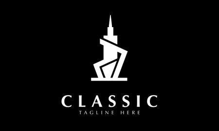 Luxury Real Estate Logo Design with Black and White Colors.のイラスト素材