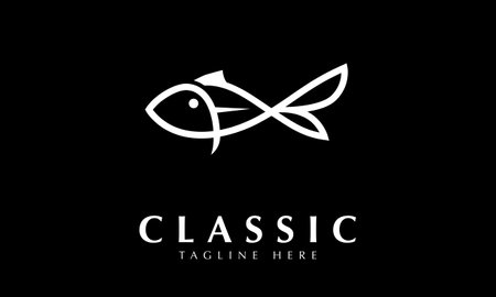 Fish Logo Design with Black Background. Modern and Clean Logo Design.のイラスト素材