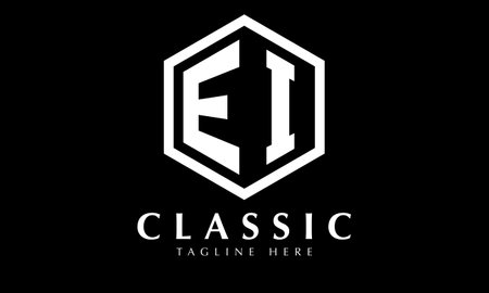 E black and white hexagonal letter E logo design vector icon templateのイラスト素材