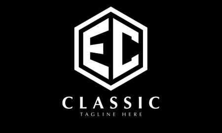 EQ Initial Letter Logo Design with Black and White Hexagon.のイラスト素材