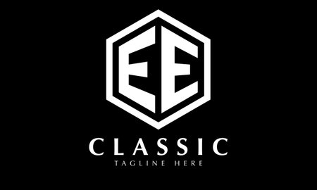 E black and white hexagonal letter E logo design vector icon templateのイラスト素材
