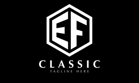 E F Initial Letter Logo Design with Black and White Hexagon.のイラスト素材