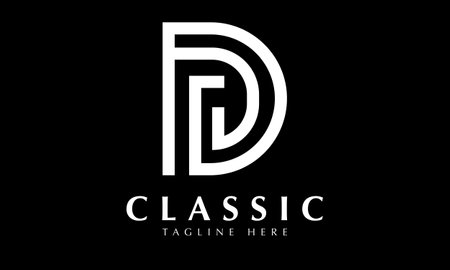 D Letter Logo Design with Black and White Colors. Modern and Clean Design Vector Illustration.のイラスト素材