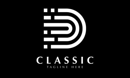D Letter Logo Design with Black Background. Modern and Elegant Style.のイラスト素材