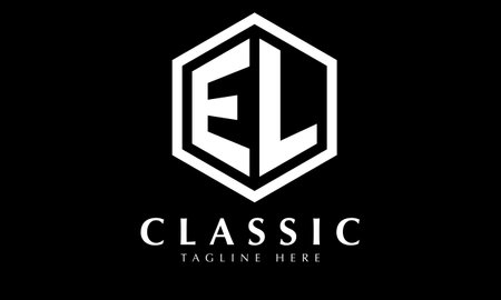 EL E L Initial Letter Logo Design with Black and White Colors.のイラスト素材