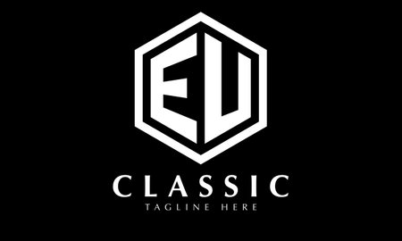 E V Initial Letter Logo Design with Black and White Hexagon.のイラスト素材