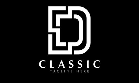 D Letter Logo Design with Black and White Colors. Modern and Clean Design Vector Illustration.のイラスト素材